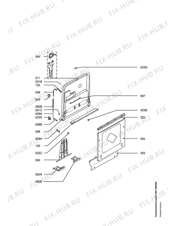Взрыв-схема посудомоечной машины Arthurmartinelux ASI6232ALU - Схема узла Door 003